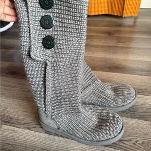 UGG Gray Knit Ankle Boots